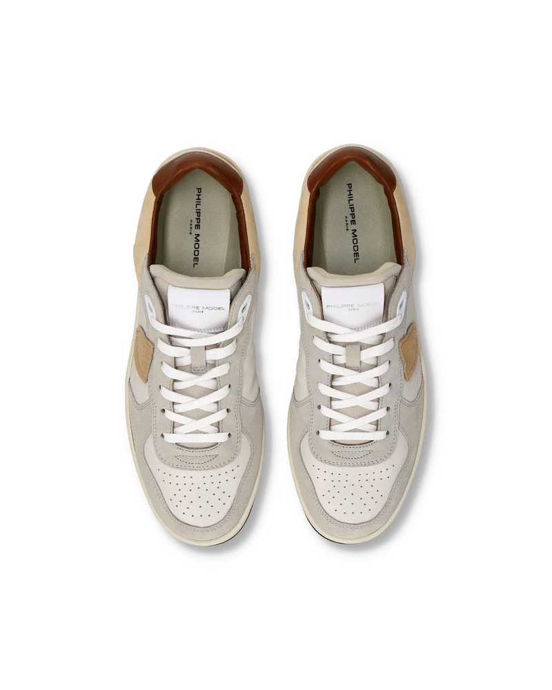 Sneakers Pgal Men, Milk White Beige Brown
