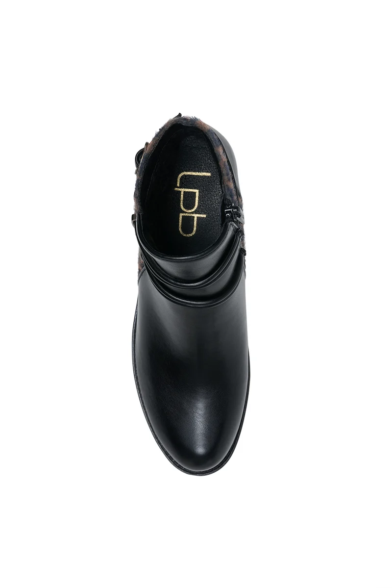 BOTTINES MARAM NOIR / TAUPE LEO