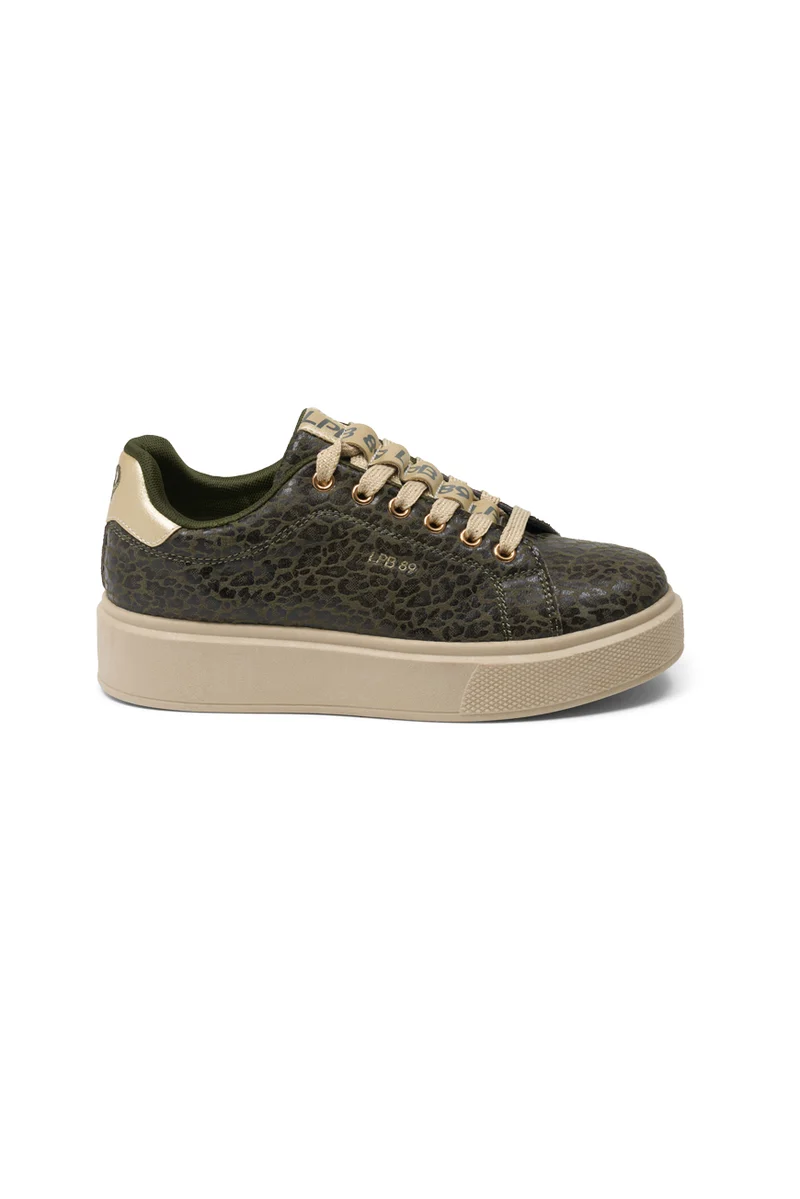 BASKETS MANON KAKI LEOPARD PU