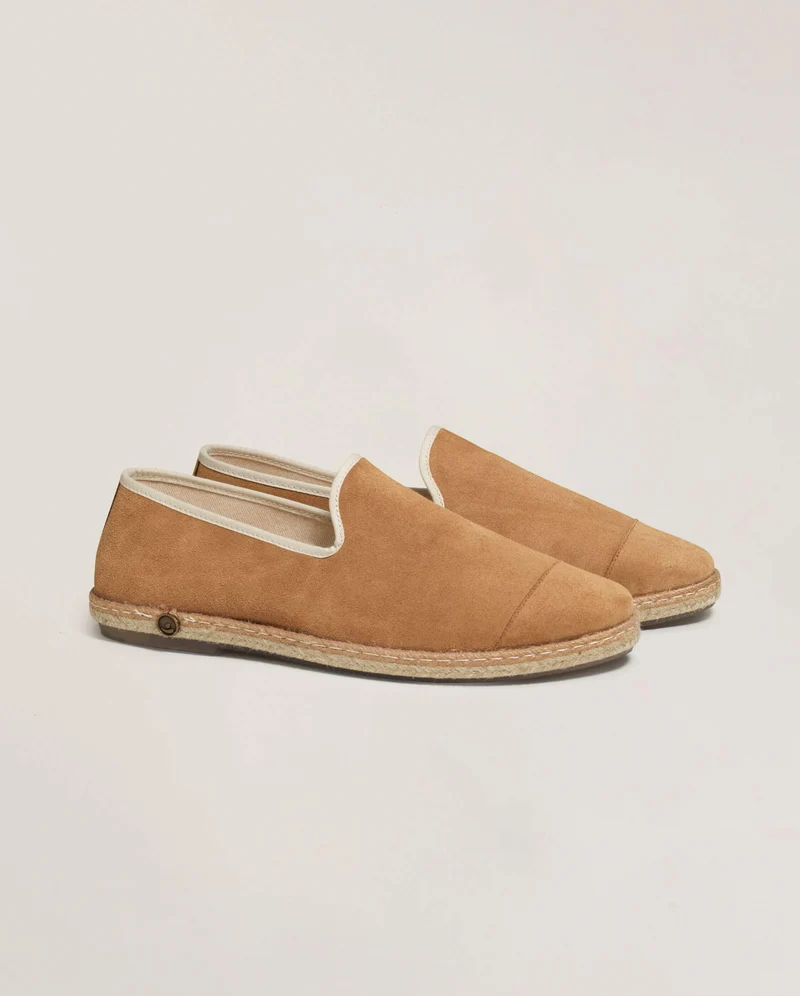 Espadrille homme cuir, camel