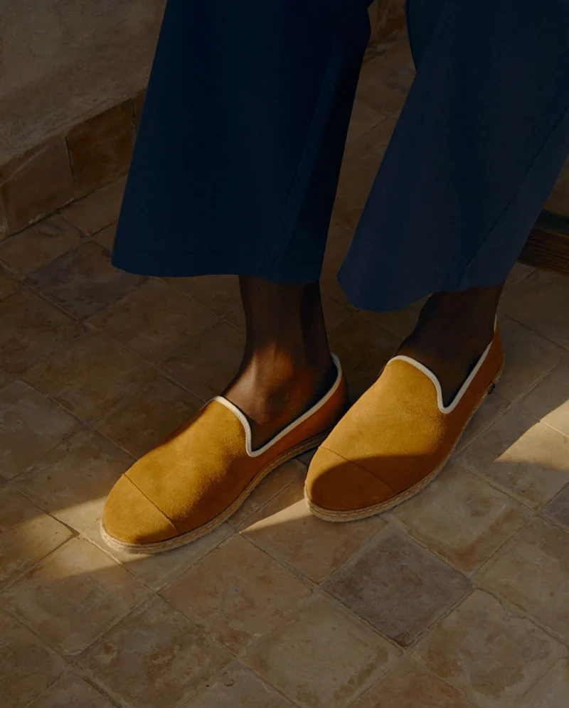 Espadrille homme cuir, camel
