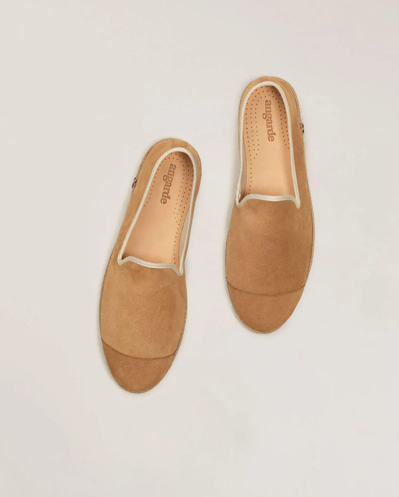 Espadrille homme cuir, camel
