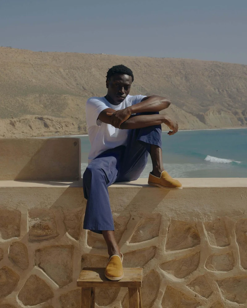 Espadrille homme cuir, camel