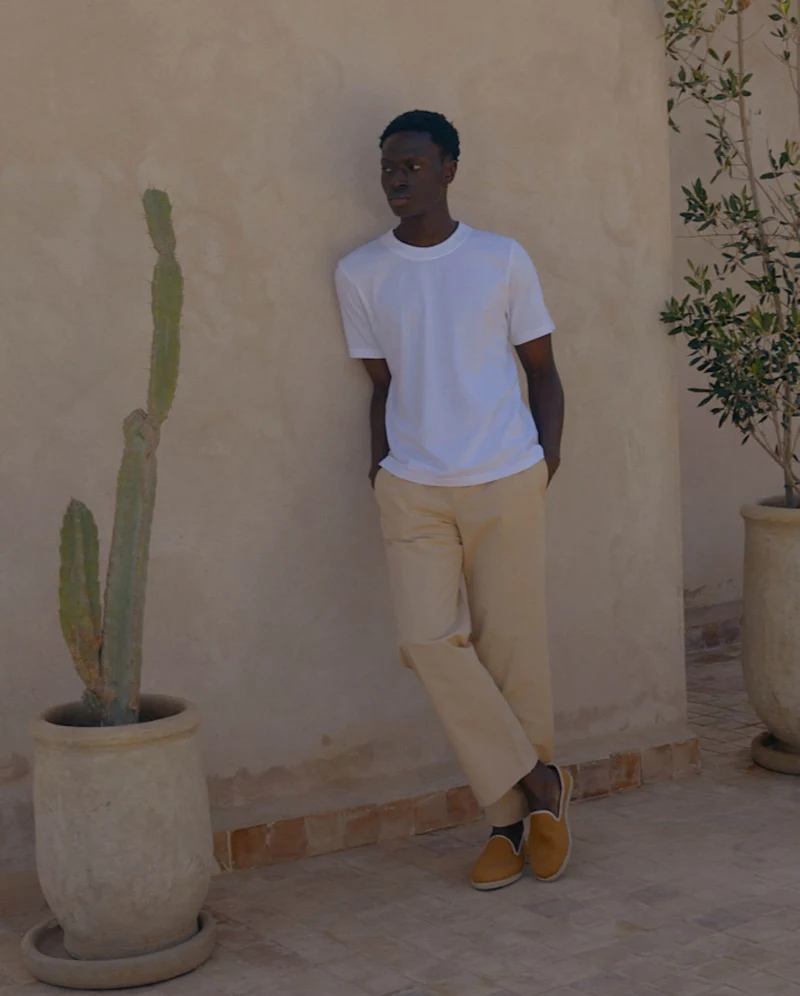 Espadrille homme cuir, camel