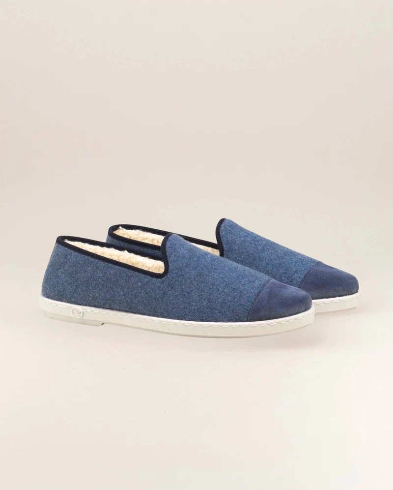 Chausson homme Bruson, laine jean marine