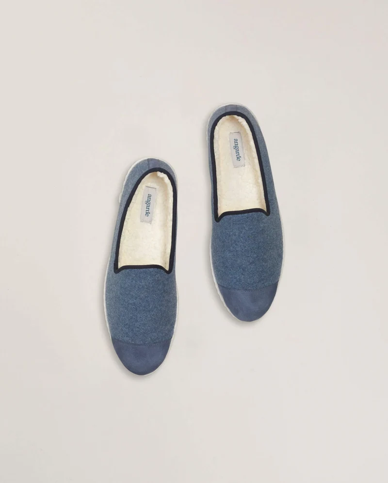 Chausson homme Bruson, laine jean marine