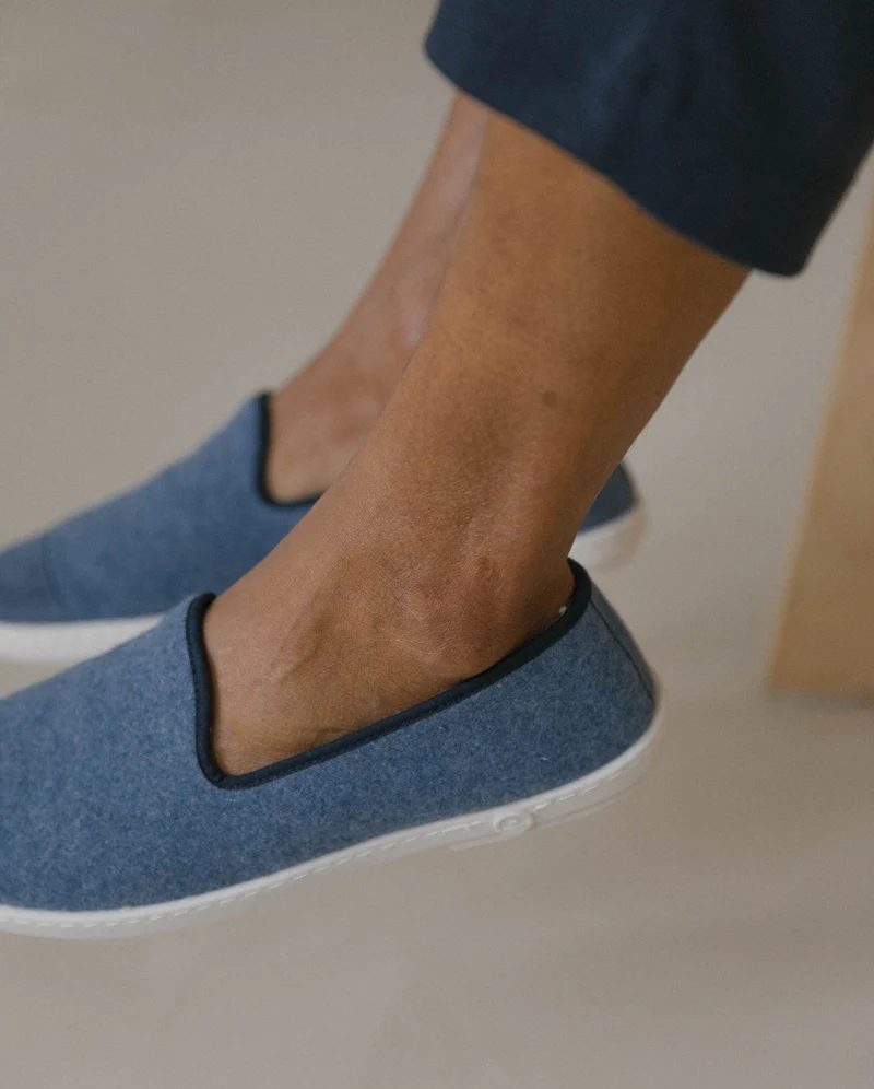 Chausson homme Bruson, laine jean marine