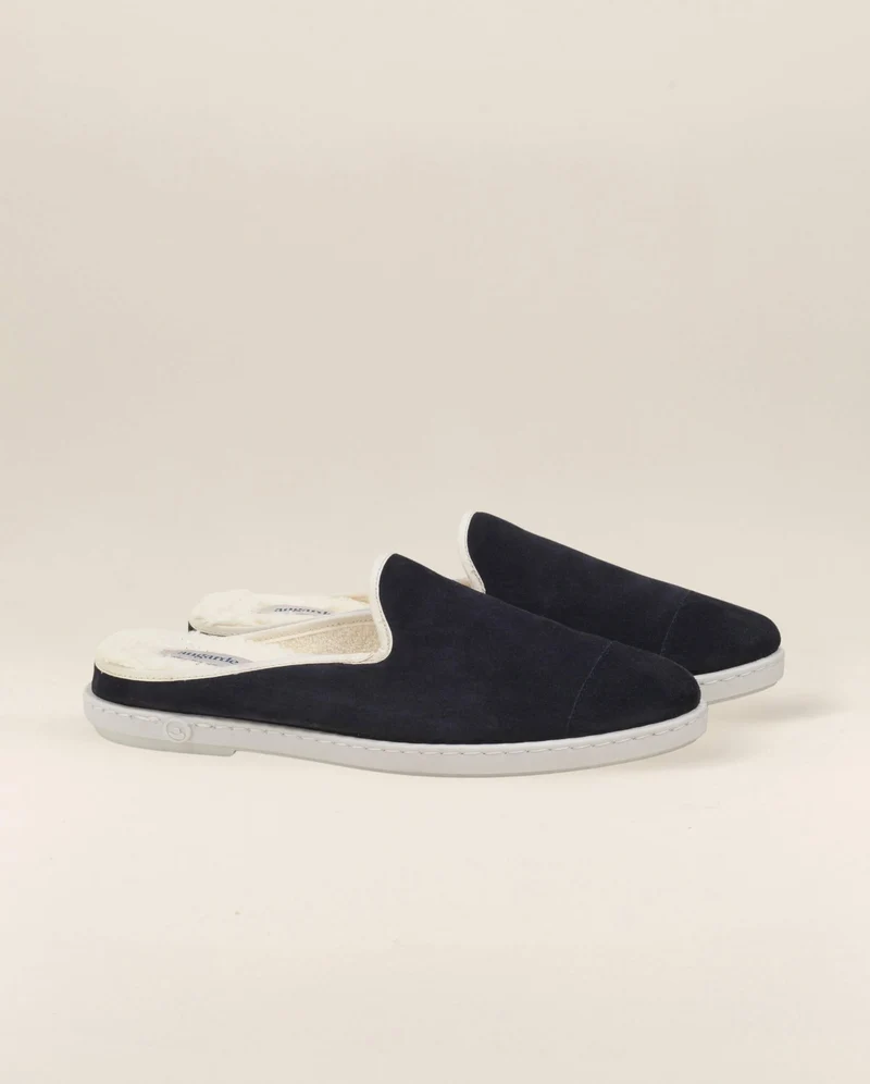 Mule homme Aime, cuir marine