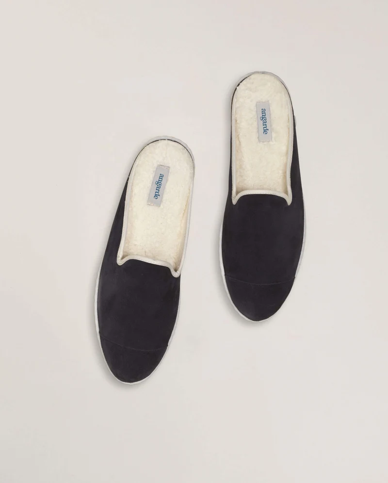 Mule homme Aime, cuir marine