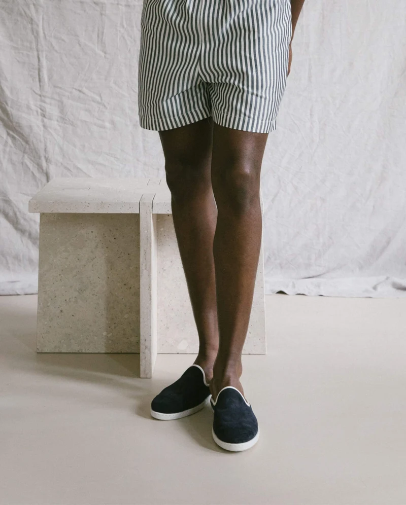 Mule homme Aime, cuir marine