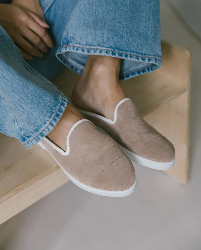 Mule femme Aime, cuir taupe