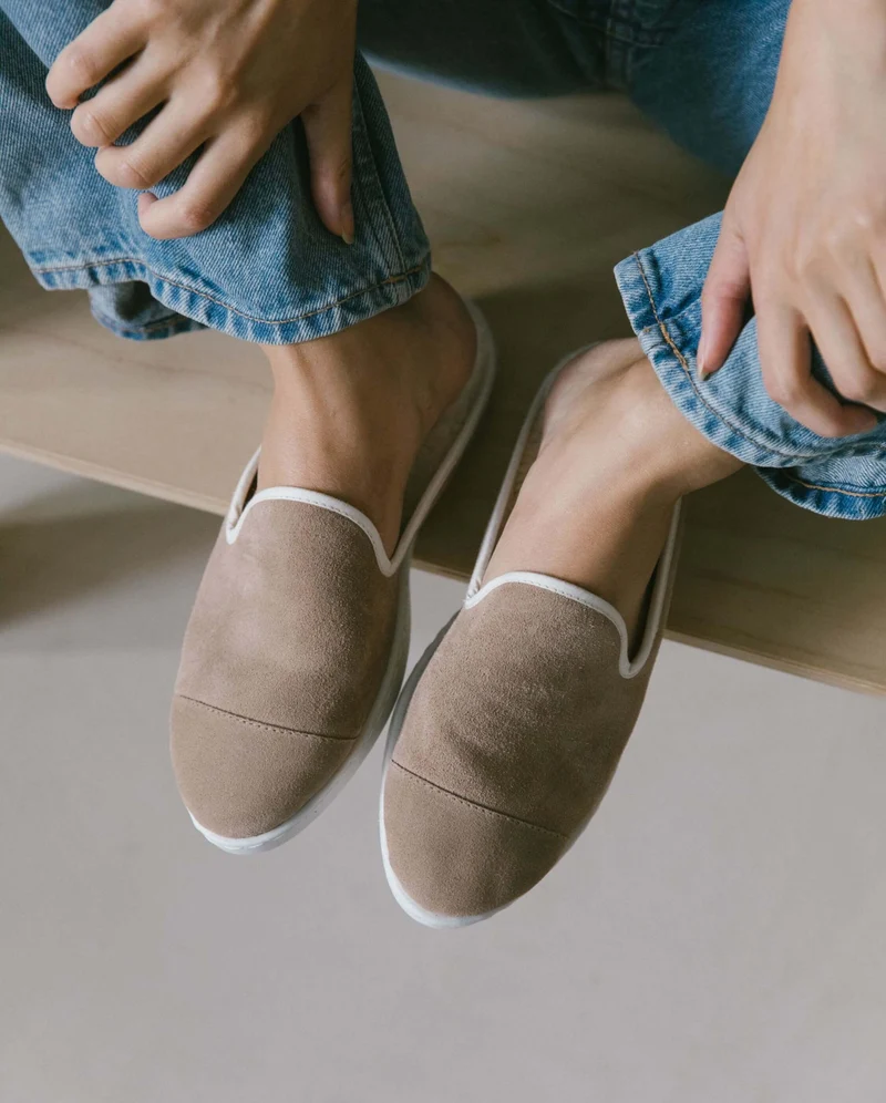 Mule femme Aime, cuir taupe