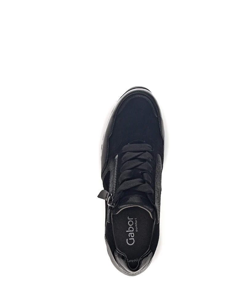 Baskets noires en combinaison cuirs