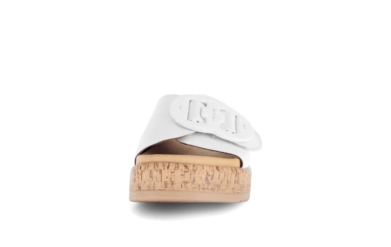 Mules blanches en cuir lisse