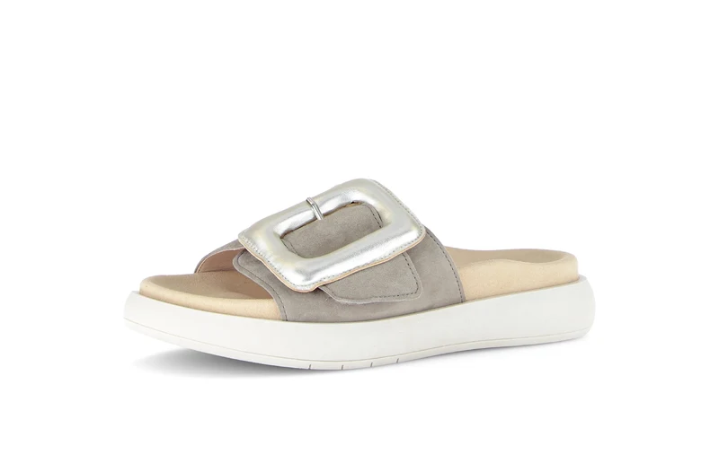 Mules grises en velours
