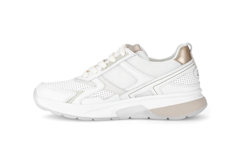 Baskets blanches/dorées en cuir lisse