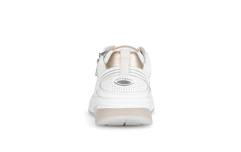 Baskets blanches/dorées en cuir lisse