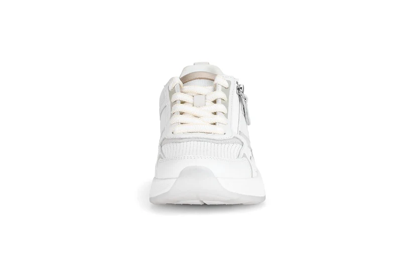 Baskets blanches/dorées en cuir lisse