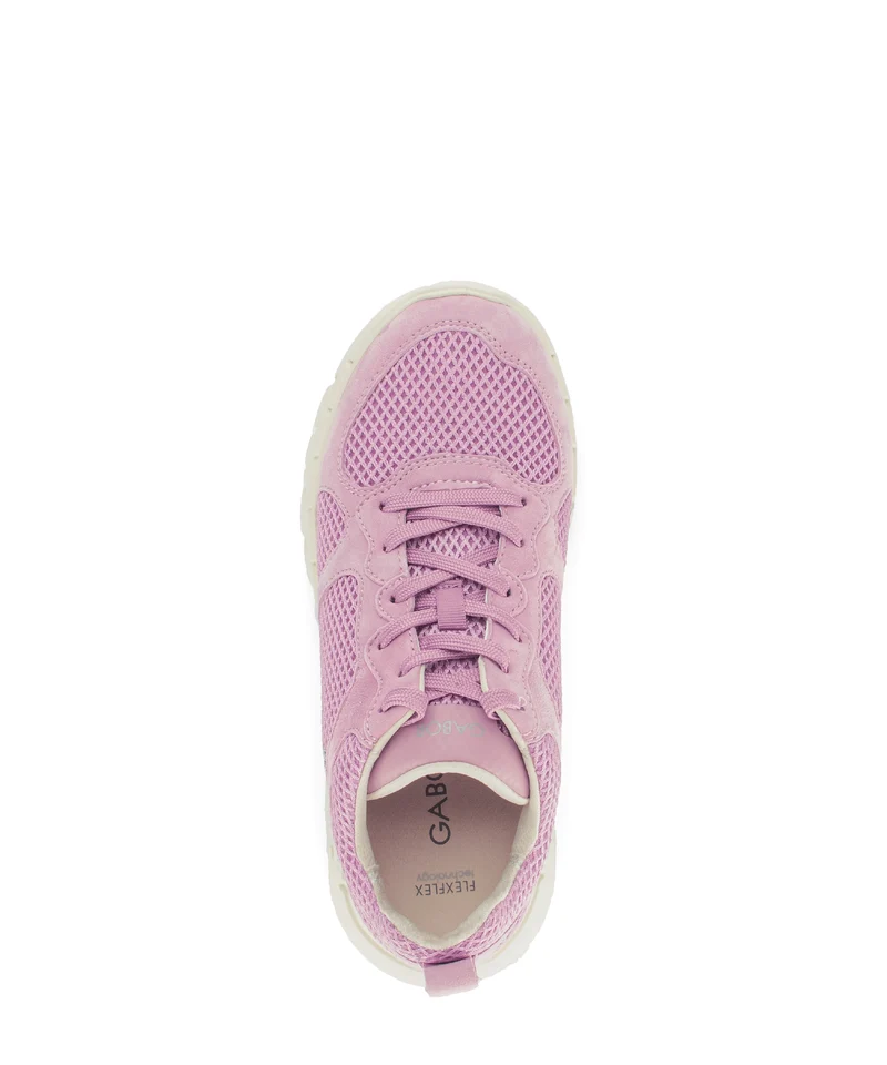Baskets roses en textile et nubuck