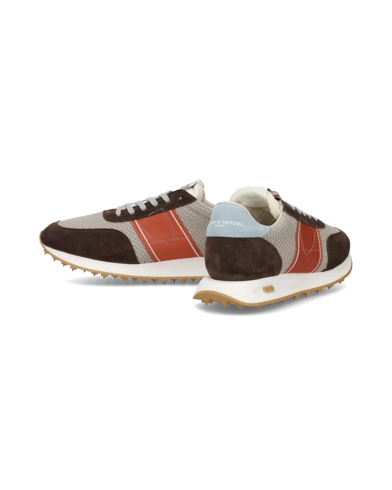Sneakers Running Tour Men, Beige Brown Red