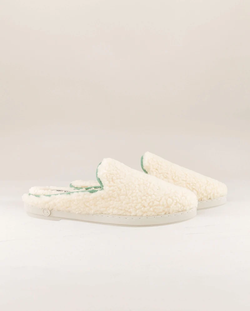 Mule homme Aime, bouclette de laine sauge