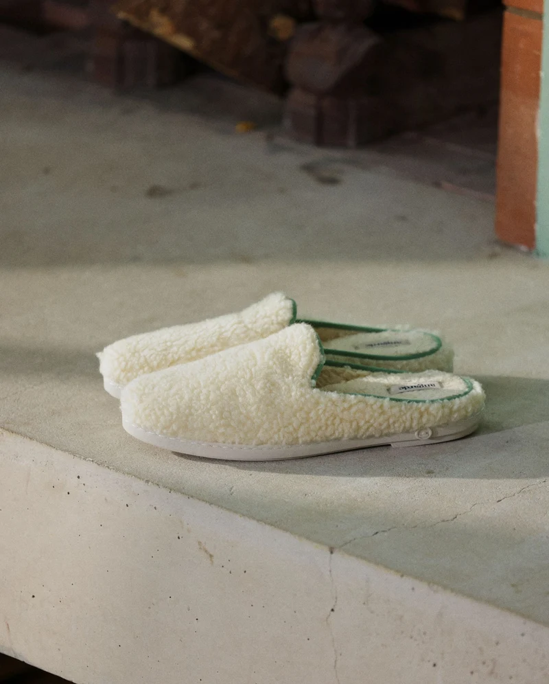 Mule homme Aime, bouclette de laine sauge