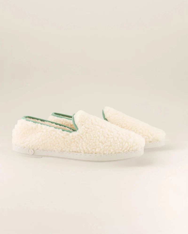 Chausson homme Bruson, bouclette de laine sauge