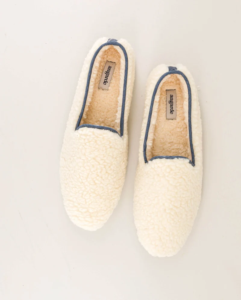 Chausson homme Bruson, bouclette de laine jean