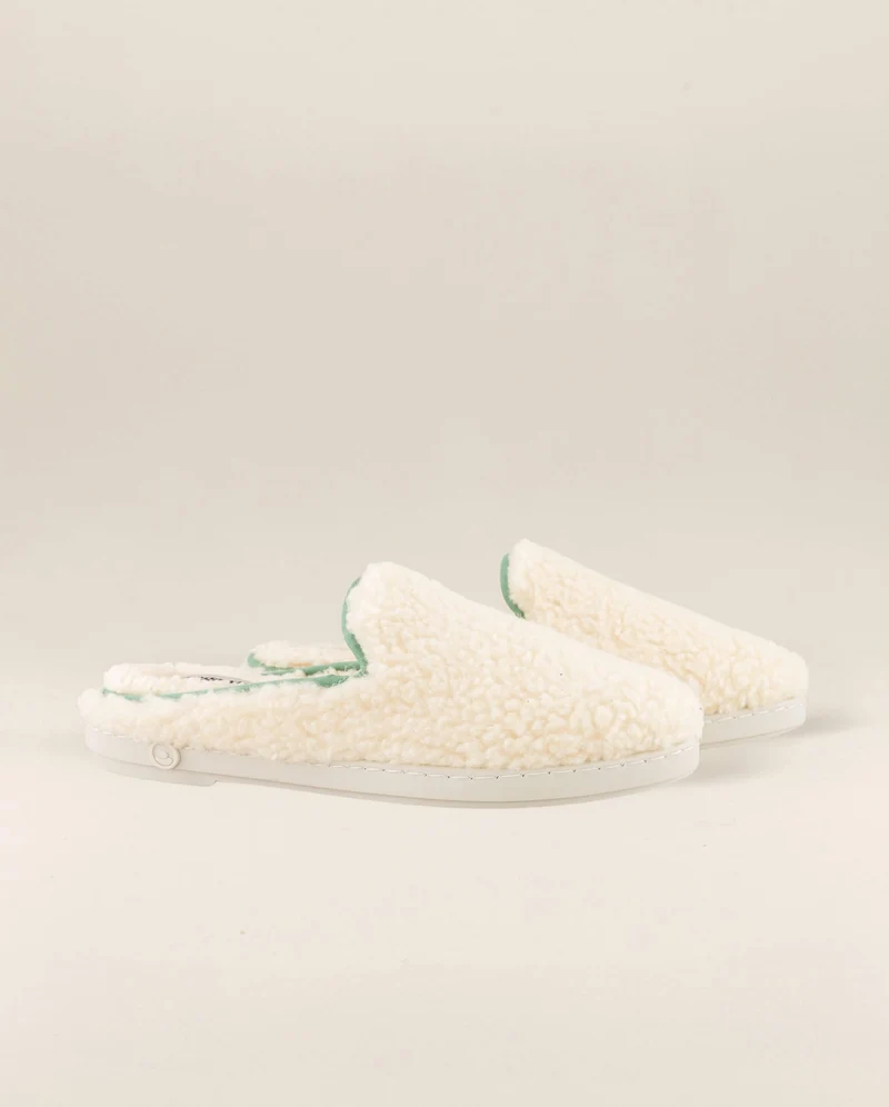Mule femme Aime, bouclette de laine sauge
