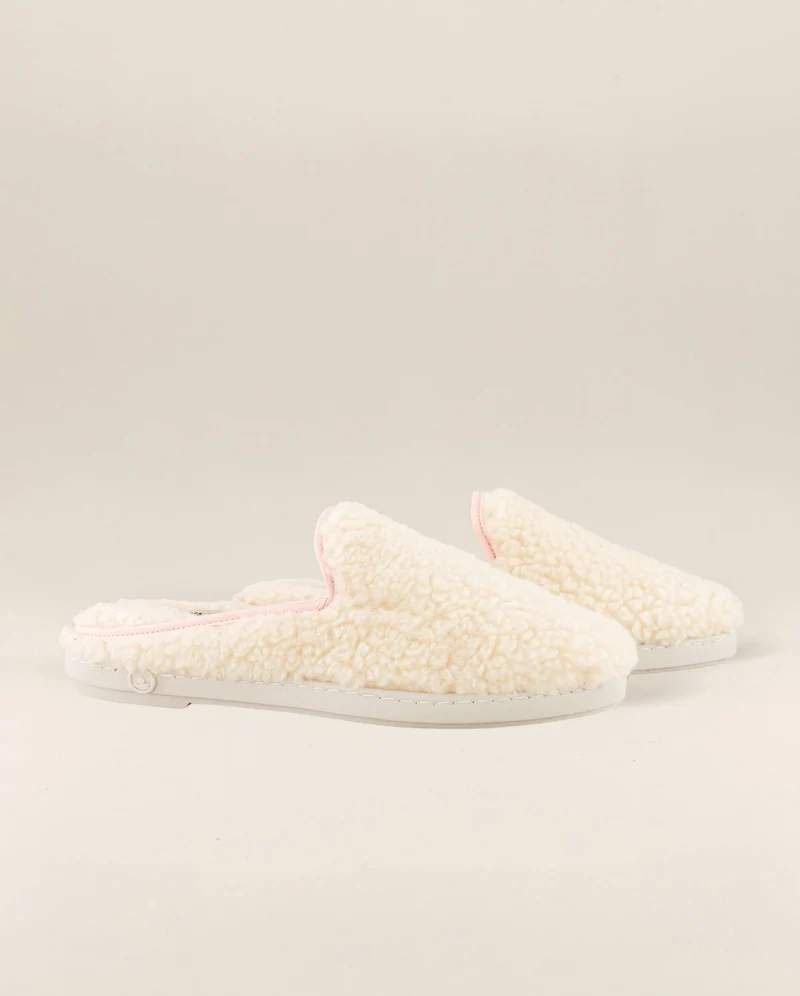Mule femme Aime, bouclette de laine rose