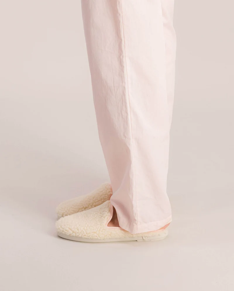 Mule femme Aime, bouclette de laine rose
