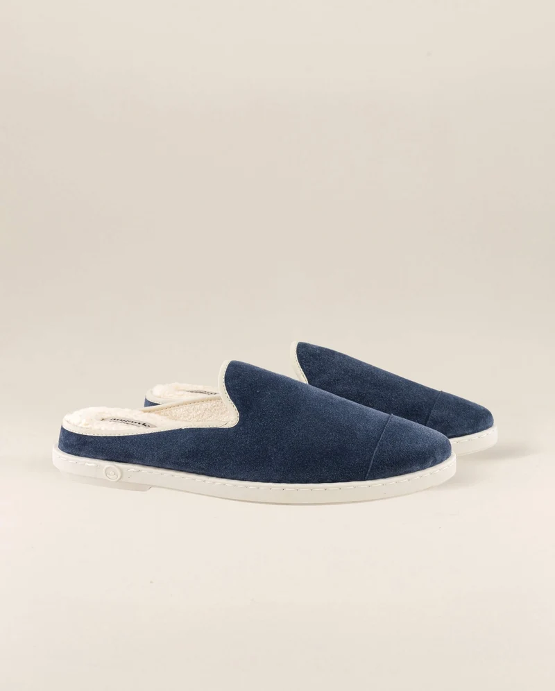 Mule femme Aime, cuir bleu jean