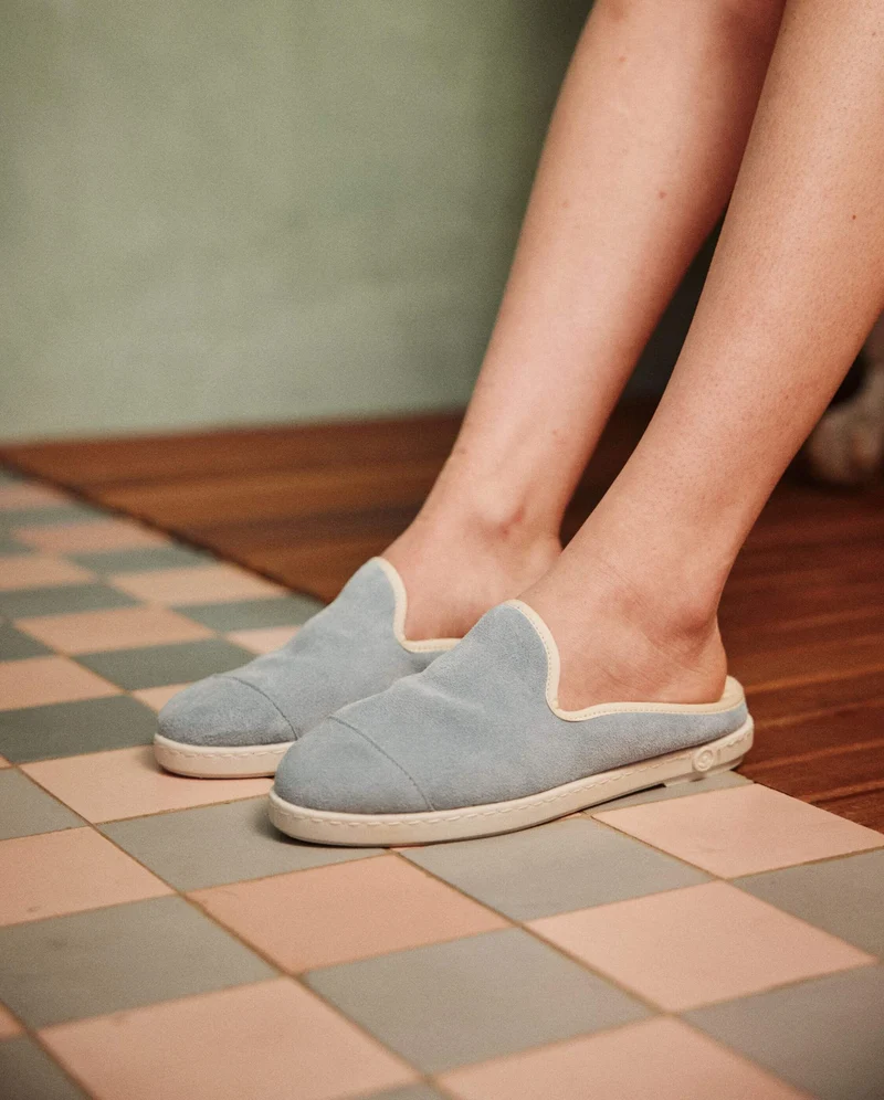 Mule femme Aime, cuir ciel