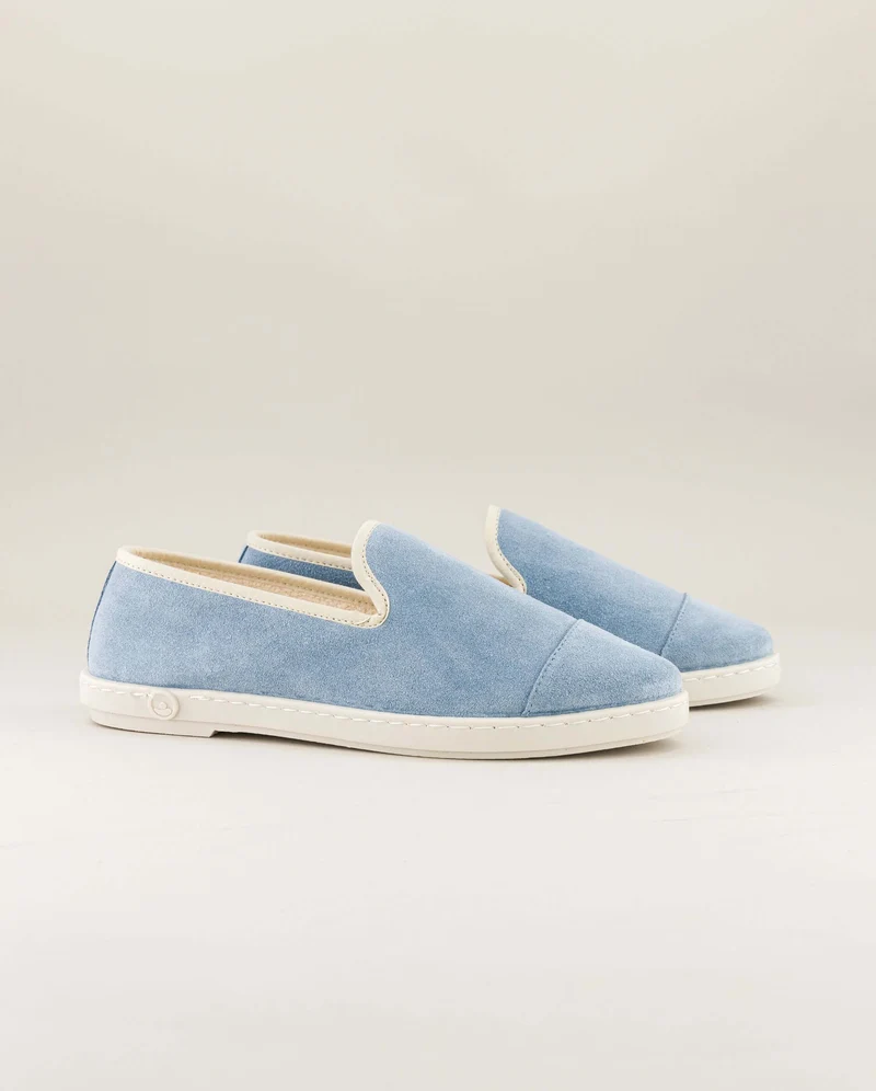Chausson femme Bruson, cuir ciel