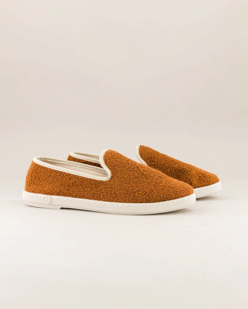 Chausson homme Bruson, éponge de bambou cognac