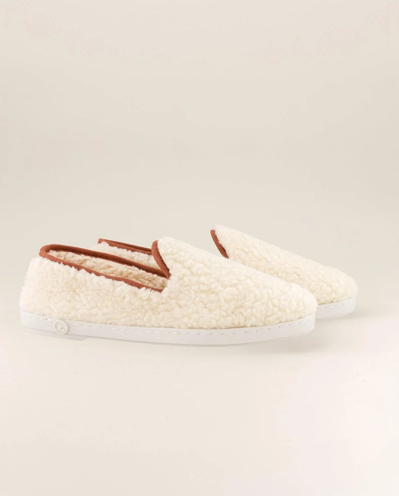 Chausson homme Bruson, bouclette de laine camel