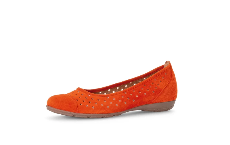 Ballerines orange en cuir velours