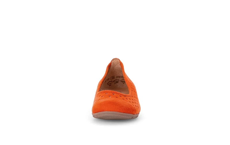 Ballerines orange en cuir velours