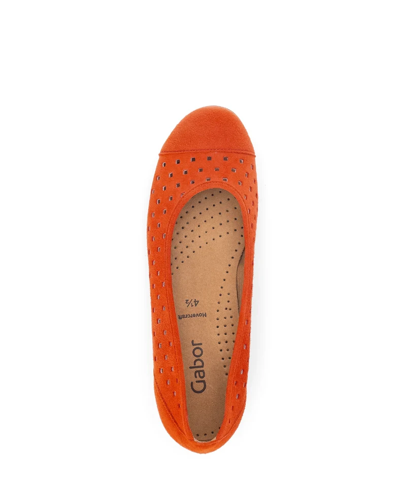 Ballerines orange en cuir velours