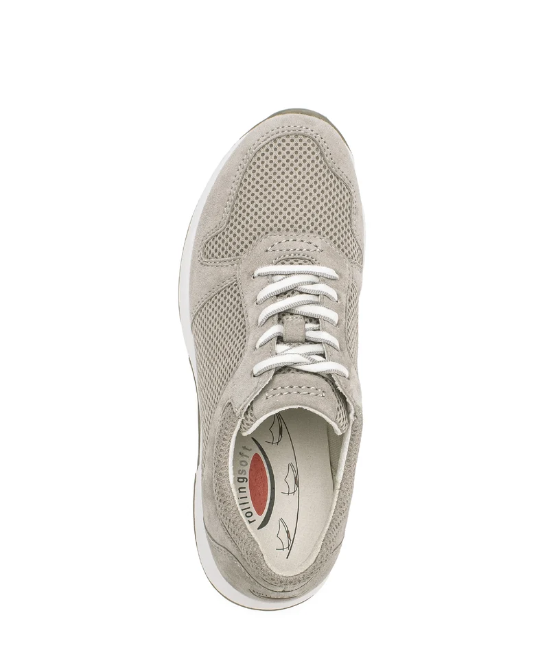 Baskets beiges en nubuck et textile