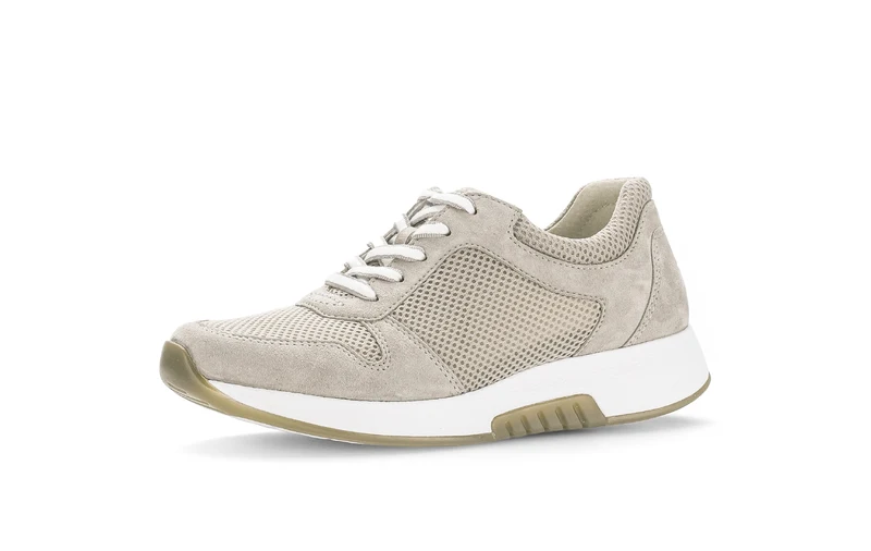 Baskets beiges en nubuck et textile