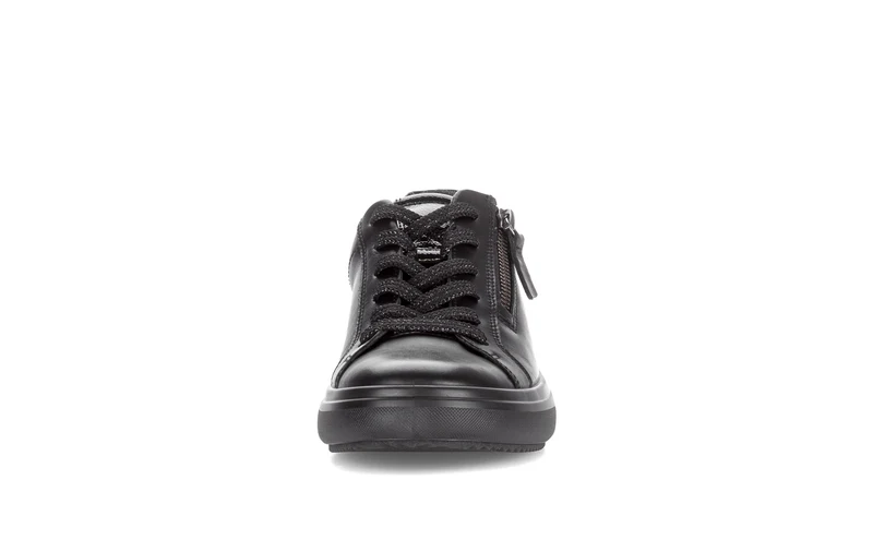 Baskets noires en cuir lisse