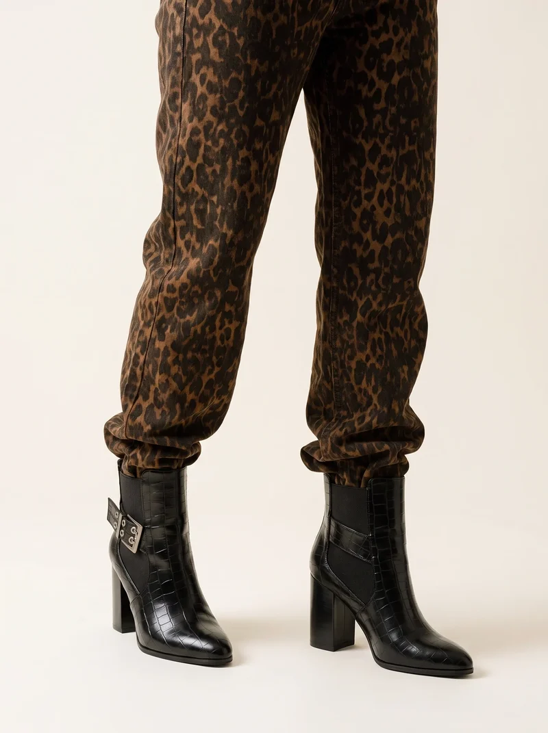 BOTTINES PAULA NOIR CROCO