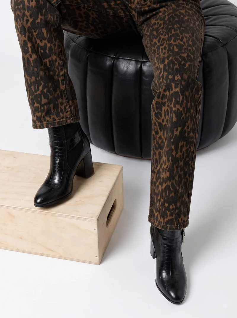 BOTTINES PAULA NOIR CROCO