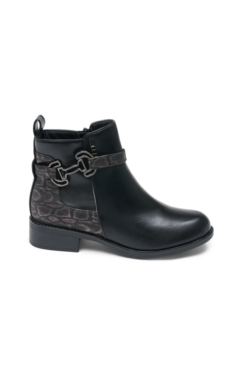 BOTTINES PILAR NOIR / NOIR SNAKE