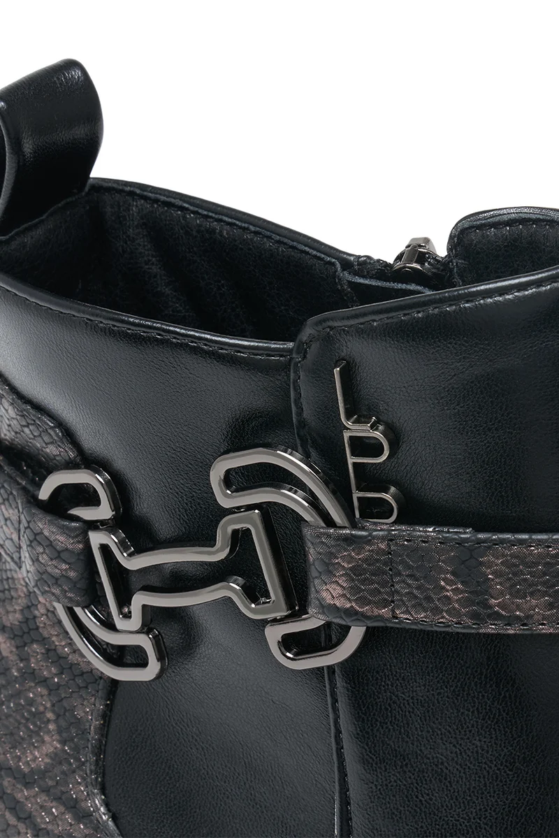 BOTTINES PILAR NOIR / NOIR SNAKE