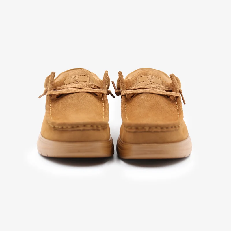 Chaussure bateau Saint‑Jean nubuck camel