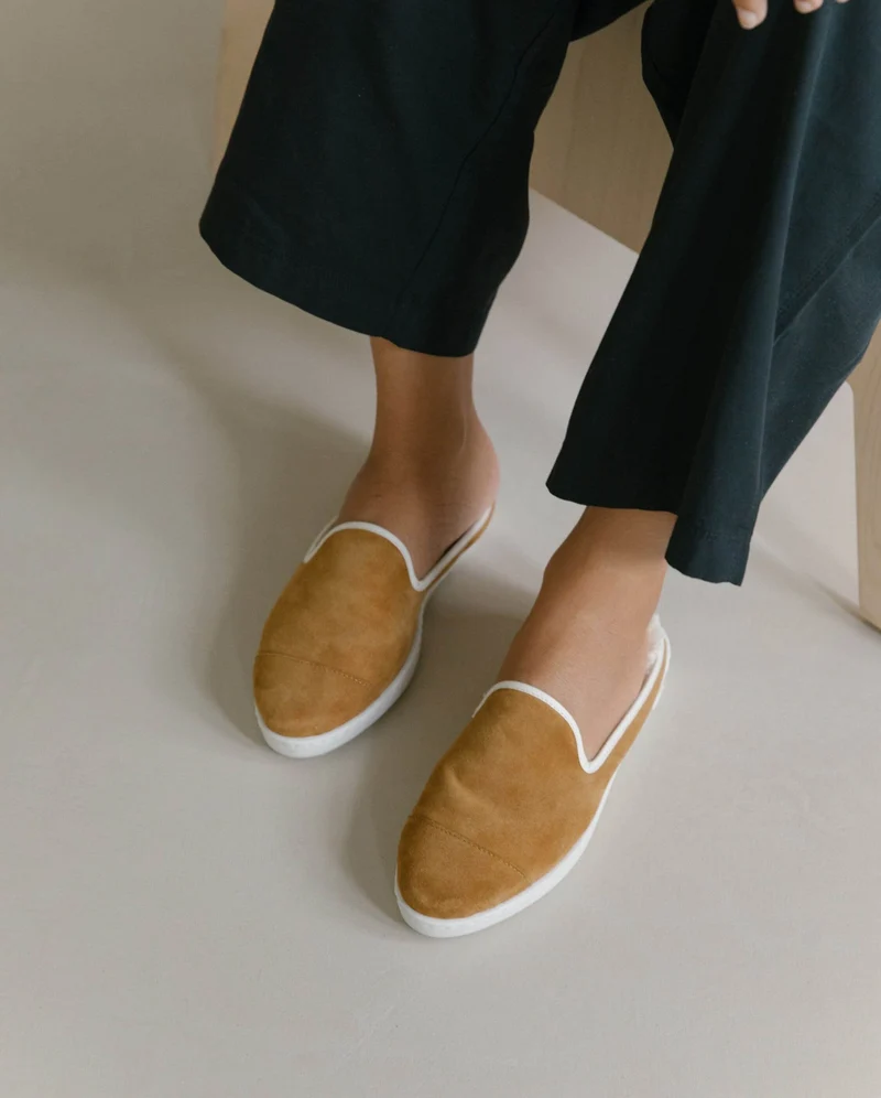Mule femme Aime, cuir camel