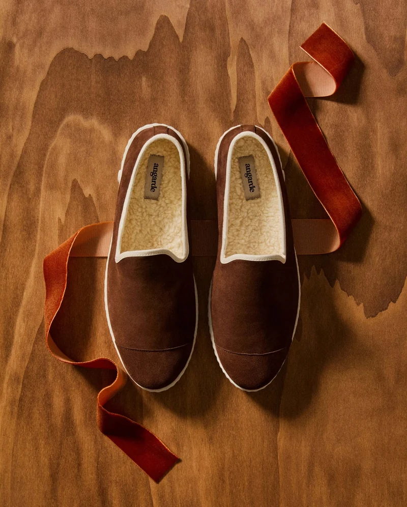 Chausson homme Bruson, cuir mocha