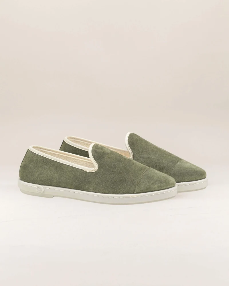Chausson homme Bruson, cuir kaki clair